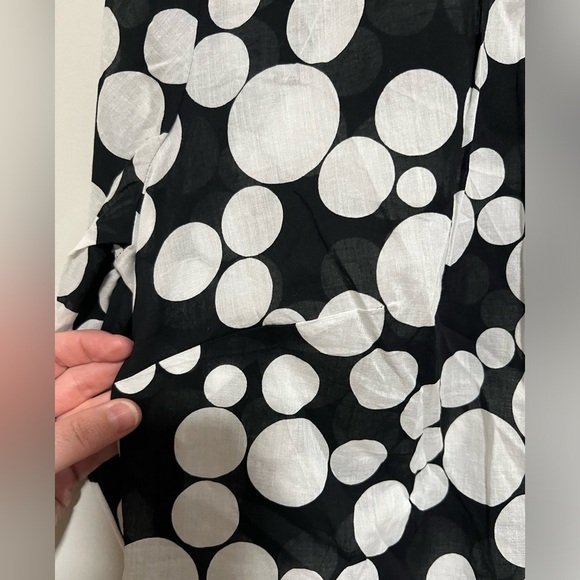 Talbots Plus Black White Long Sleeve Popover Top Size X Dots Lightweight Cotton - Picture 4 of 10
